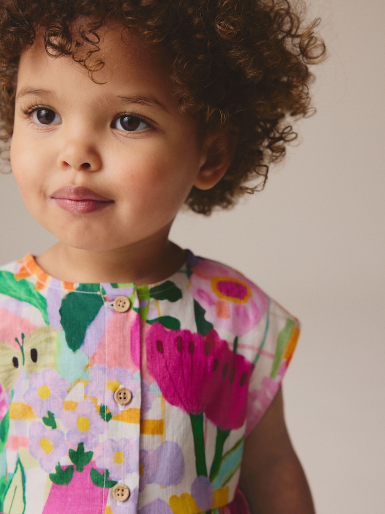 Multi Floral Button Through Summer Dress (3mths-10yrs) - Image 5 of 9