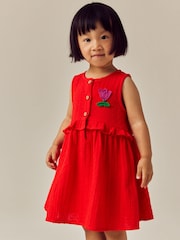 Red Sleeveless Peplum Summer Dress (3mths-8yrs) - Image 1 of 8