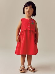 Red Sleeveless Peplum Summer Dress (3mths-8yrs) - Image 2 of 8