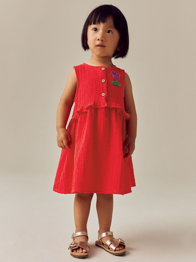 Red Sleeveless Peplum Summer Dress (3mths-8yrs) - Image 2 of 8