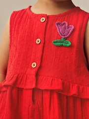 Red Sleeveless Peplum Summer Dress (3mths-8yrs) - Image 4 of 8