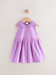 Pink/Purple Check Sleeveless Collar Summer Dress (3mths-10yrs) - Image 4 of 7