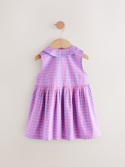 Pink/Purple Check Sleeveless Collar Summer Dress (3mths-10yrs) - Image 5 of 7