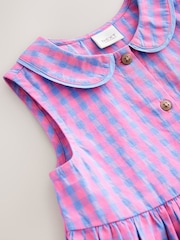 Pink/Purple Check Sleeveless Collar Summer Dress (3mths-10yrs) - Image 6 of 7