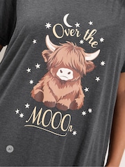 Yours Curve Grey Highland Cow Midaxi Nightdresses 2 Pack - Image 5 of 8
