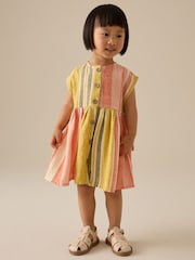 Rust/Pink Stripe Button Through Summer Dress (3mths-10yrs) - Image 1 of 7