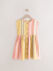 Rust/Pink Stripe Button Through Summer Dress (3mths-10yrs) - Image 4 of 7