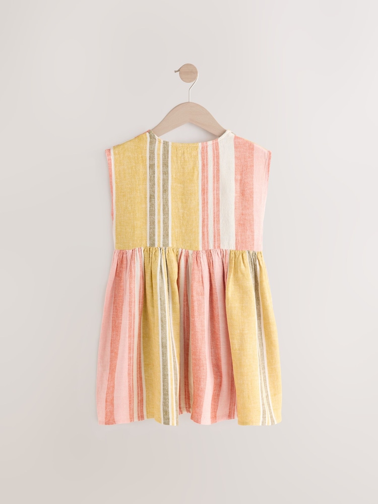Rust/Pink Stripe Button Through Summer Dress (3mths-10yrs) - Image 5 of 7