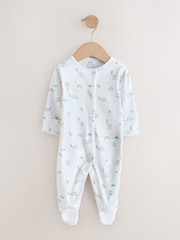 Multi/White Rainbow Stripe Animal Sleepsuits 2 Pack - Image 2 of 5