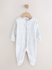 Multi/White Rainbow Stripe Animal Sleepsuits 2 Pack - Image 3 of 5