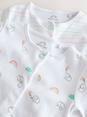 Multi/White Rainbow Stripe Animal Sleepsuits 2 Pack - Image 4 of 5