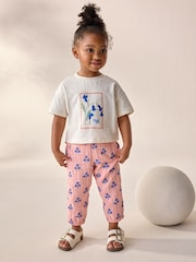 Pink Floral 100% Cotton T-Shirt and Trousers Set (3mths-7yrs) - Image 1 of 9