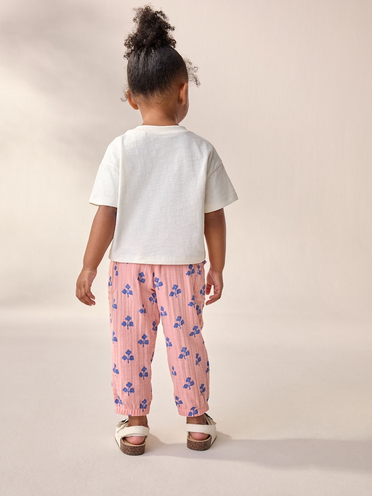 Pink Floral 100% Cotton T-Shirt and Trousers Set (3mths-7yrs) - Image 2 of 9