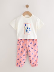 Pink Floral 100% Cotton T-Shirt and Trousers Set (3mths-7yrs) - Image 5 of 9
