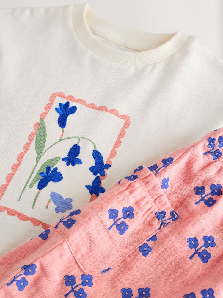 Pink Floral 100% Cotton T-Shirt and Trousers Set (3mths-7yrs) - Image 9 of 9