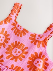 Bright Pink Floral 100% Cotton Printed Playsuit (3mths-7yrs) - Image 7 of 8