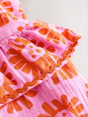 Bright Pink Floral 100% Cotton Printed Playsuit (3mths-7yrs) - Image 8 of 8