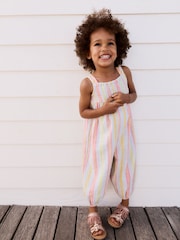 Rainbow Stripe 100% Cotton Playsuit (3mths-7yrs) - Image 1 of 9