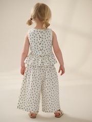 Neutral 100% Cotton Floral Print Top and Trousers Set (3mths-7yrs) - Image 2 of 9