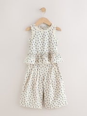 Neutral 100% Cotton Floral Print Top and Trousers Set (3mths-7yrs) - Image 5 of 9