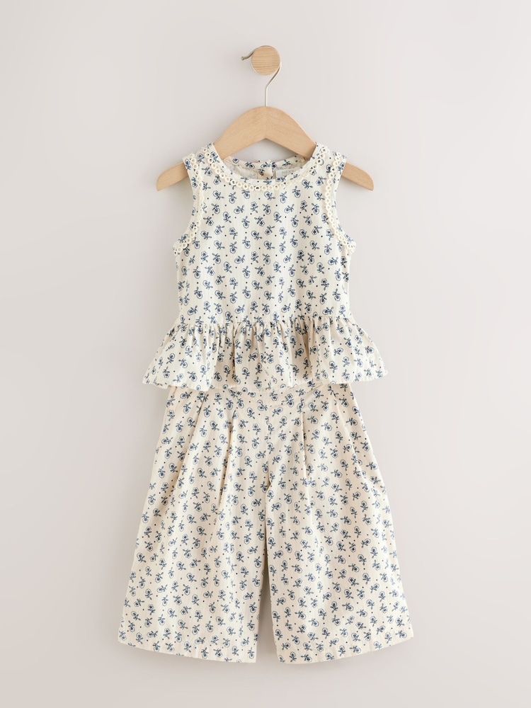 Neutral 100% Cotton Floral Print Top and Trousers Set (3mths-7yrs) - Image 5 of 9