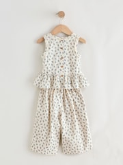 Neutral 100% Cotton Floral Print Top and Trousers Set (3mths-7yrs) - Image 6 of 9