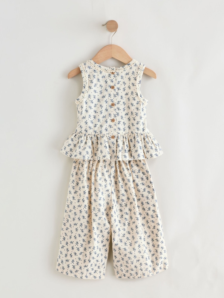 Neutral 100% Cotton Floral Print Top and Trousers Set (3mths-7yrs) - Image 6 of 9