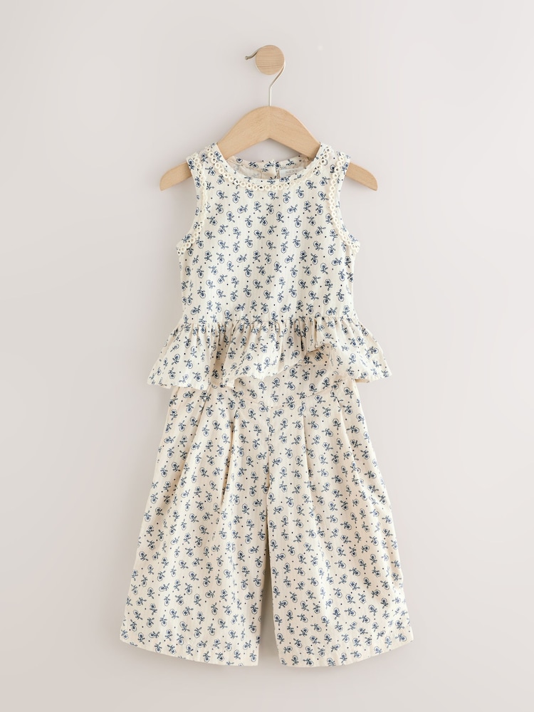 Neutral 100% Cotton Floral Print Top and Trousers Set (3mths-7yrs) - Image 7 of 9