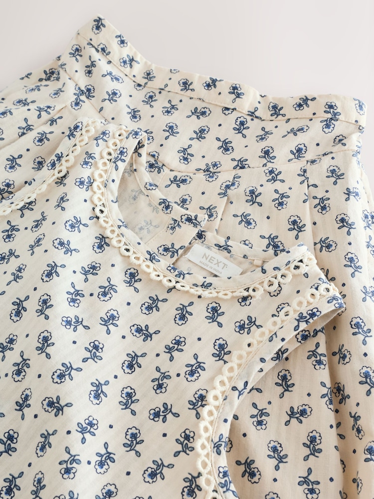 Neutral 100% Cotton Floral Print Top and Trousers Set (3mths-7yrs) - Image 8 of 9