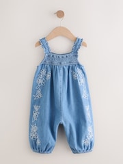 Denim Embroidered 100% Cotton Playsuit (3mths-7yrs) - Image 1 of 4