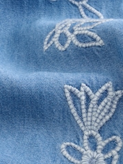 Denim Embroidered 100% Cotton Playsuit (3mths-7yrs) - Image 3 of 4