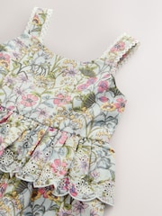 Pale Pink Floral 100% Cotton Printed Playsuit (3mths-7yrs) - Image 8 of 8