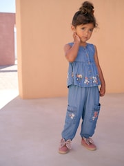 Denim Embroidered Trousers and Top Set (3mths-7yrs) - Image 1 of 12