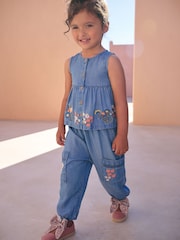 Denim Embroidered Trousers and Top Set (3mths-7yrs) - Image 3 of 12