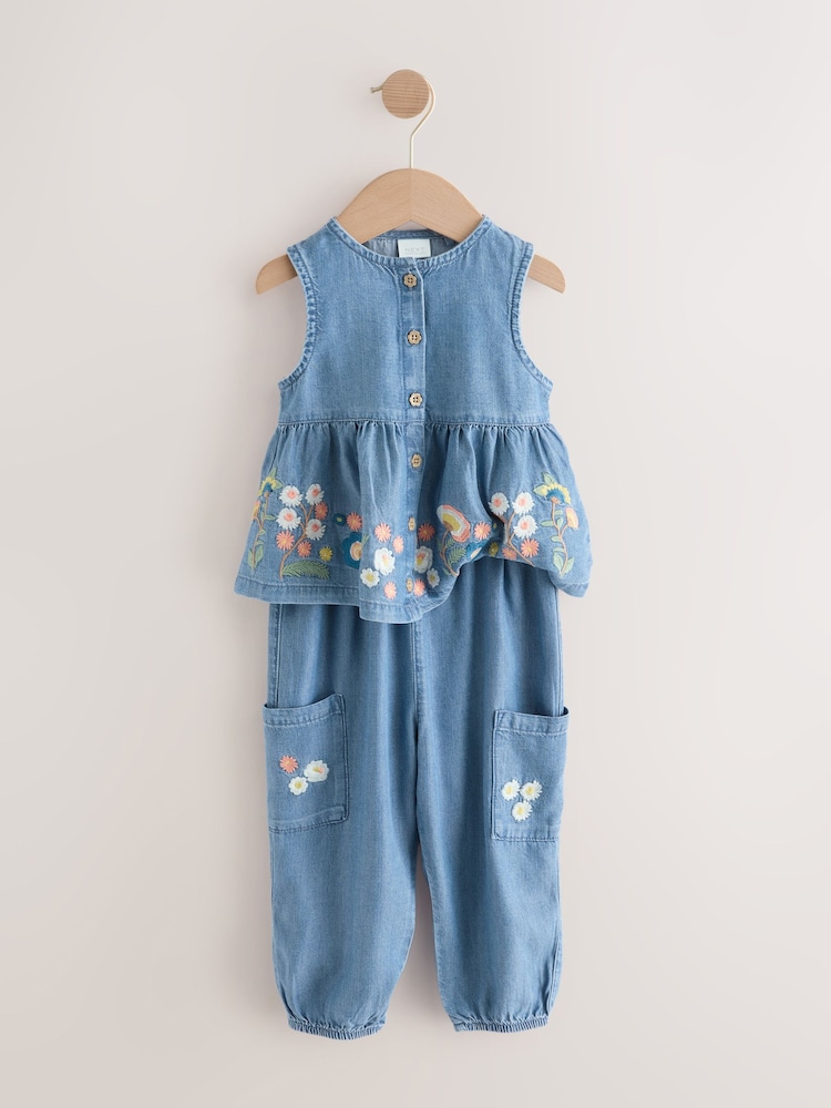 Denim Embroidered Trousers and Top Set (3mths-7yrs) - Image 8 of 12