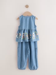 Denim Embroidered Trousers and Top Set (3mths-7yrs) - Image 9 of 12