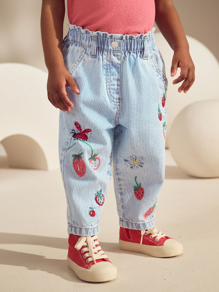 Jeans - Jeans Stripe Strawberry 100% algodão (3meses a7anos) - Imagem 1 de 8