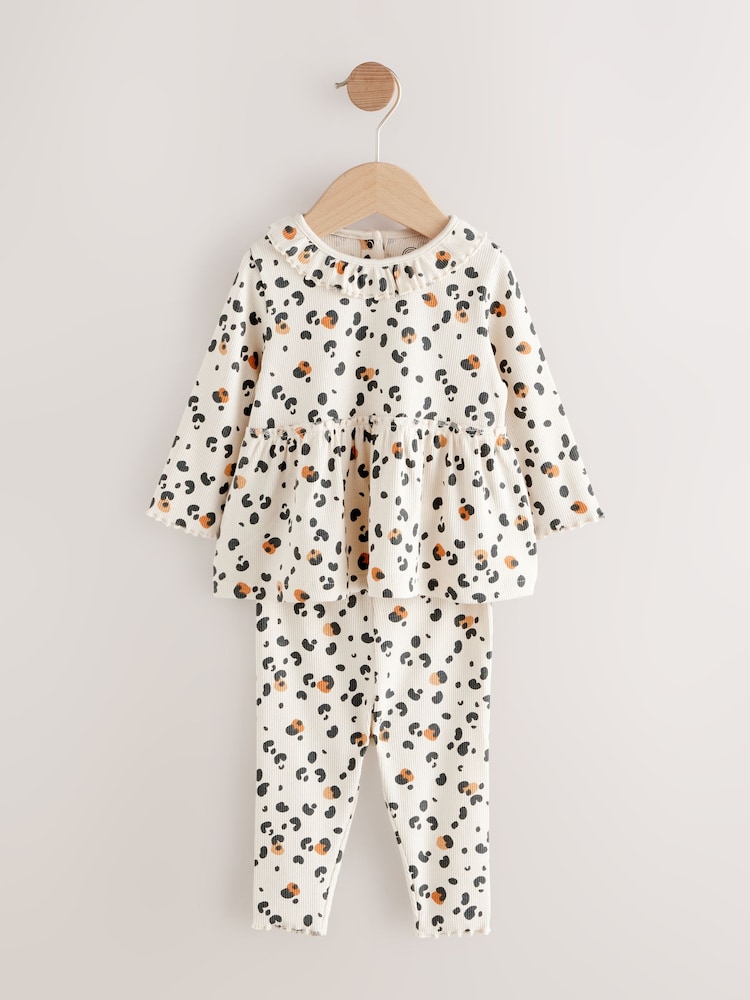 Blue/Ecru Animal Top and Leggings 2 Piece Set - Image 1 of 3