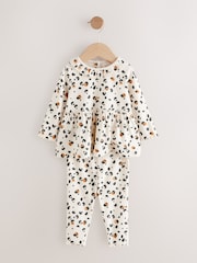 Blue/Ecru Animal Top and Leggings 2 Piece Set - Image 2 of 3