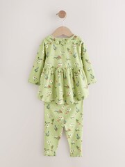 Green Top and Leggings Dress 2 Piece Set - Image 2 of 4