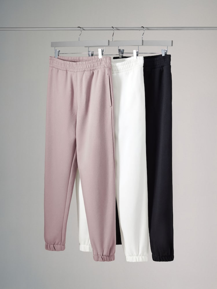 The Set Black/Cream/Taupe 3 Pack Cuffed Joggers - Image 1 of 6