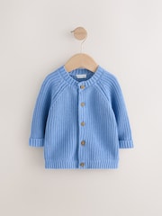 Blue 100% Cotton Pearl Knitted Cardigan - Image 1 of 2