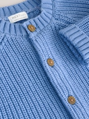Blue 100% Cotton Pearl Knitted Cardigan - Image 2 of 2