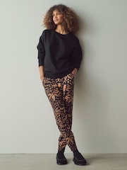 Black Leaf Print Jersey Joggers - Image 2 of 7