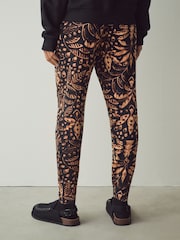 Black Leaf Print Jersey Joggers - Image 3 of 7