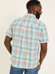 FatFace Pale Blue Short Sleeve Port Check Shirt - Image 2 of 5