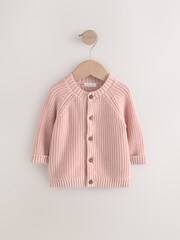 Pink Pearl Knitted 100% Cotton Cardigan - Image 1 of 2