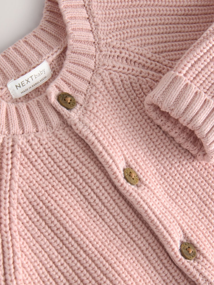 Pink Pearl Knitted 100% Cotton Cardigan - Image 2 of 2