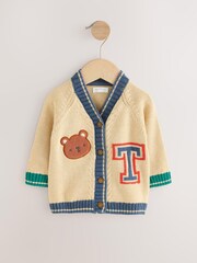 Stone Newborn Girl Teddy Bear Cardigan - Image 1 of 3
