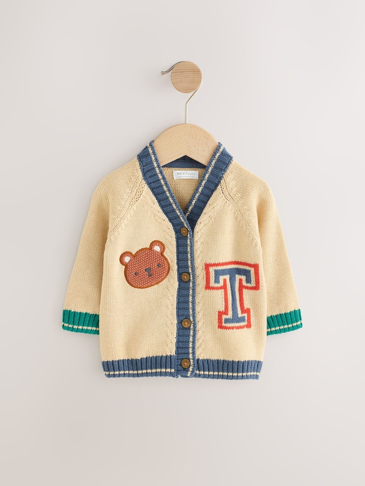 Stone Newborn Girl Teddy Bear Cardigan - Image 2 of 3